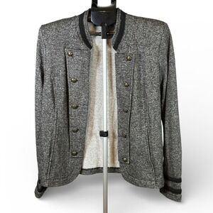 Tommy Hilfiger Womens Grey Military Band Jacket Knit Blazer Soutache Trim XL